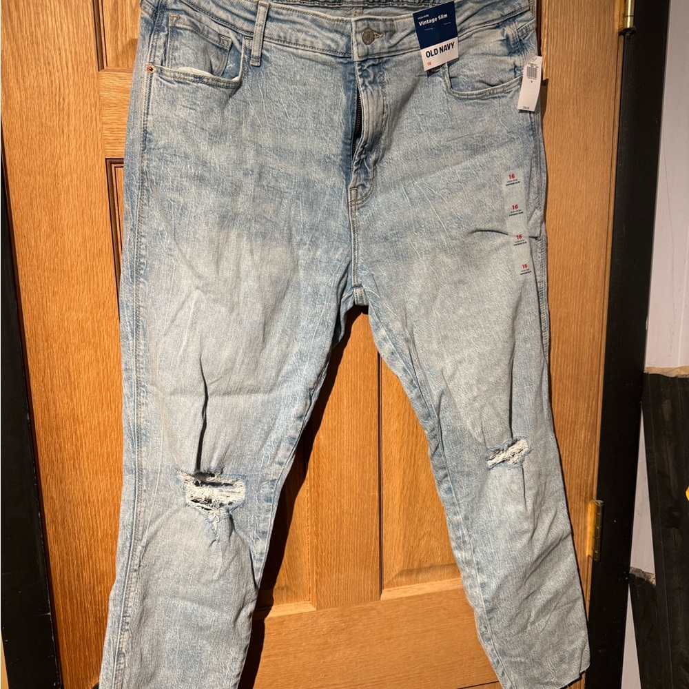 Old Navy Blue Relaxed Jeans with Distressed Look
